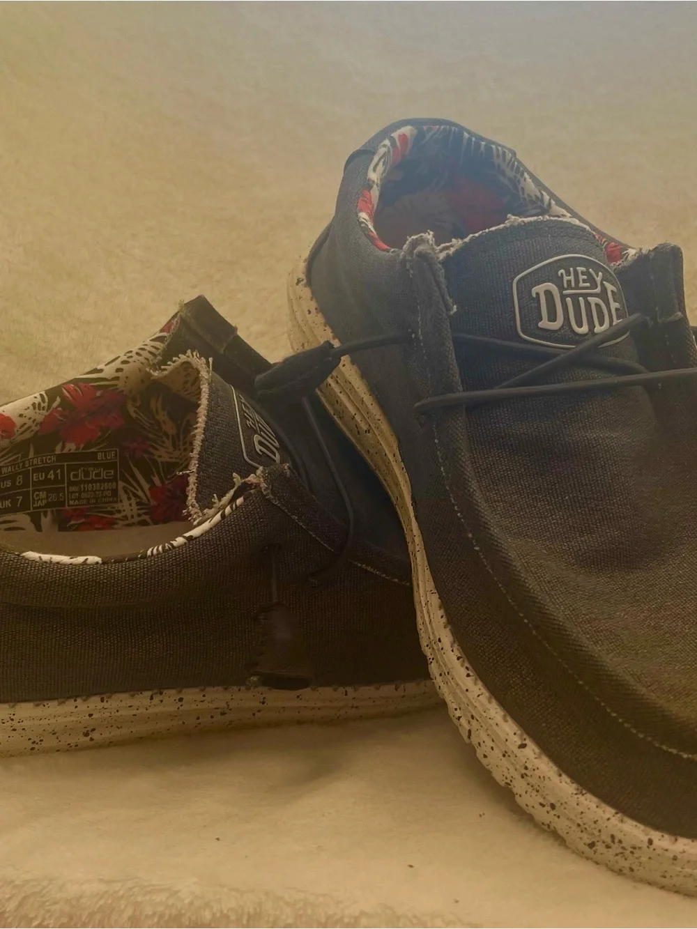 Hey Dude Men's Slip-On Loafers in Denim Blue with Speckled Sole